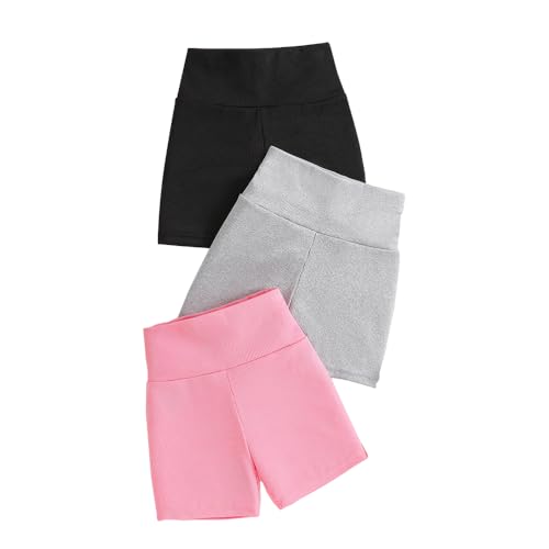Toddler Girl Clothes Set - Solid Color High Waisted Shorts for Little Girls - 3 Pack Summer Shorts Size (3-7T)