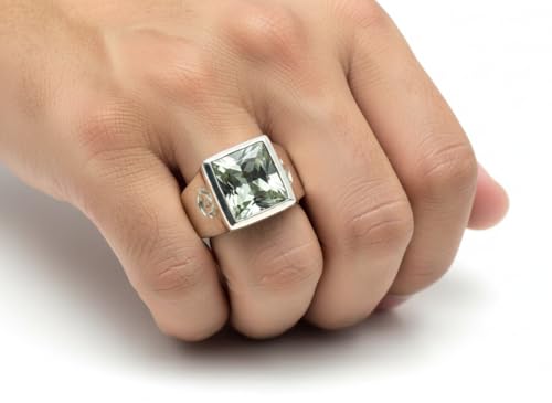Image of Choose Your Color Mens Bold Ring 925 Sterling Silver Gemstone Wedding Engagement Statement Ring Birthstone Solitaire Jewellery Ring Sizes 4, 5, 6, 7, 8, 9, 10, 11, 12, 13,