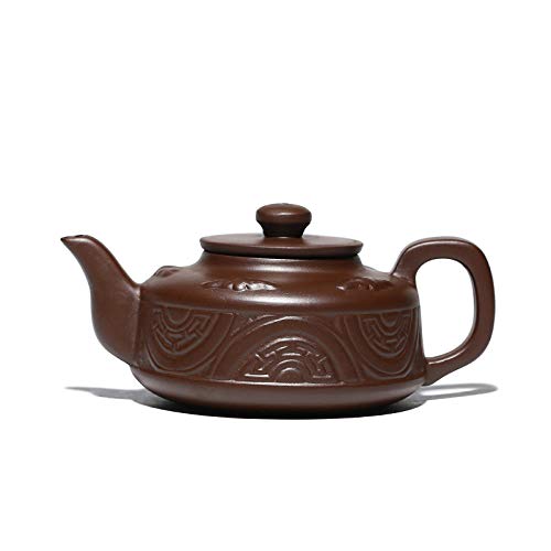 Purple Clay Teapot,Handmade Retro Chinese Yixing Purple Sand Teapot Traditional Antique Raw Ore Purple Sand Ceramic Original Art Kung Fu Teapot 355Ml Square Corners Shaped Teapot,Tengyun Teapot,L16.3