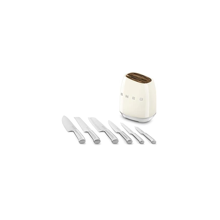 Smeg-Cream-Stainless-Steel-Knife-Block-Set Smeg Cream Stainless Steel Knife Block Set