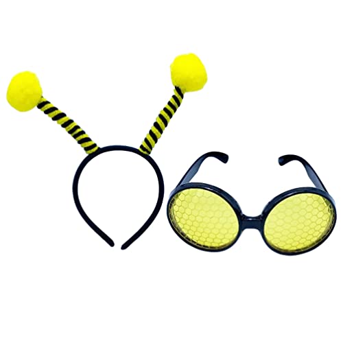 Abaodam Conjunto De Tiara E Óculos De Abelha Tiara De Antena De Abelha Para Festa De Halloween