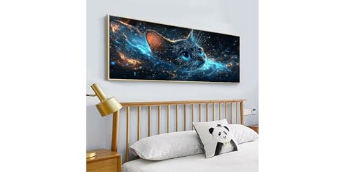 Broderie Diamant Le Chat Bleu 80x160cm | Kit Complet Grand Format DIY