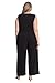 London Times Women's Jewel Neck Side Ruched Jersey Jumpsuit, Black