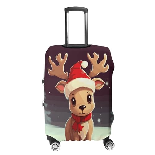Cute Christmas Reindeer Luggage Cover, Washable Elastic Suitcase Cover Protector Fit 18-32 Inch Luggage4