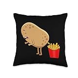 Funny French Fries Designs For Men Women Potato Food Eaters Throw Pillow