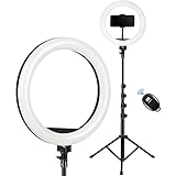 PeHeShe 12' Ring Light, Luce per Selfie, 63' Staffa Triangolare, Luce ad Anello LED da 3 modalità di Illuminazione con 10 luminosità, per Trucco, Fotografia, Youtube e Video Selfie