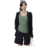 [Teddy] 水着 レディース 体型カバー タンキニ 長袖ラッシュガード ブラトップ ショーツ ショートパンツ 4点セット hys2327 3L(15号) P:ブラック×ブラック×グリーン