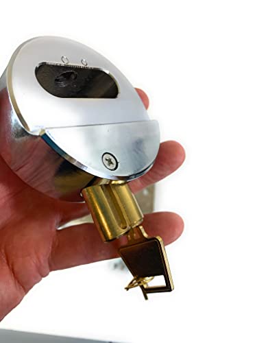 Image of Puck Lock with Hasp and Mounting Hardware, Round Padlock, Bolt on Security. Steel