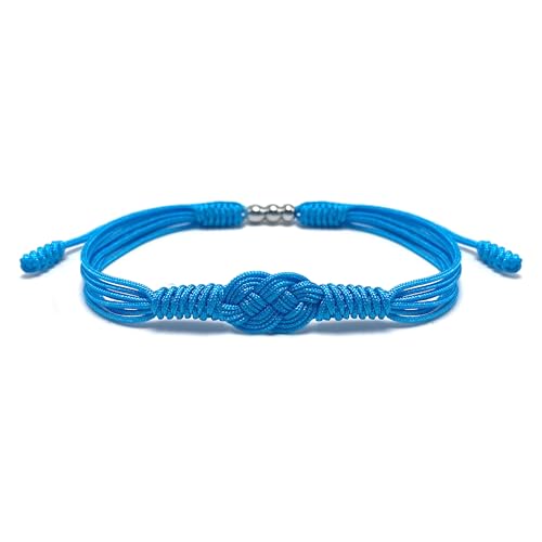 HARACRAFT Vivid Blue Infinity Protection Bracelet, Forever Lucky and Safe Multiple Color Tibetan Bracelet, Surfer String Wrap Bracelet for Men, Women, Couples, Forever Friendship (Vivid Blue)