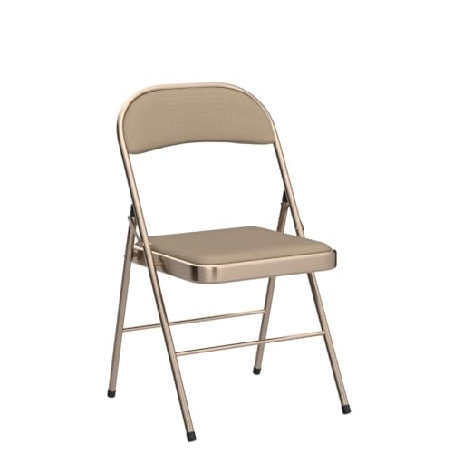 Image of VINGLI 4 Pack Folding Chairs with Padded Seats, Metal Frame with Fabric Seat & Back, Capacity 350 lbs, Khaki, Set of 4