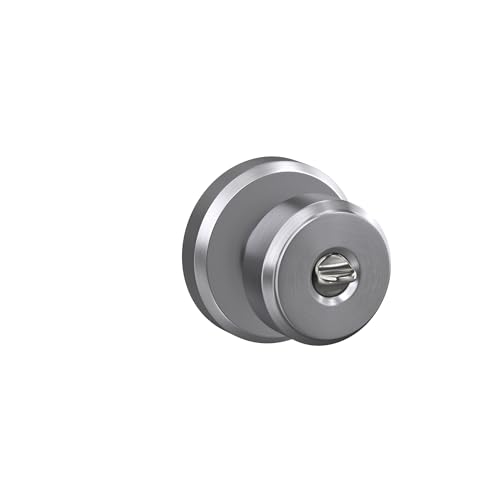 Image of SCHLAGE F51A BWE 626 GSN 619 Bowery Knob with Greyson Trim Keyed Entry Lock, Satin Chrome with Satin Nickel Interior