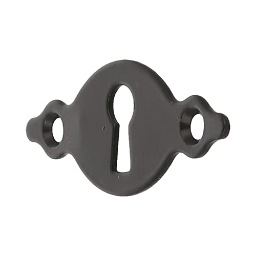 Amig - Bocallave - Placa Horizontal y Lisa - 26 x 67 x 1,5 mm - Con Agujero para Cerraduras de Gorja - Ideal para Fijar en Cajones, Armarios, Baúles y Puertas de mueble - Acero Negro