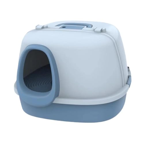 Enclosed Cat Litter Tray, Kitten Potty Toilet, Sand Leakage Prevention for All Cat Litter Types(Blue)