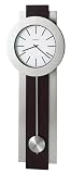 Howard Miller Salem Wall Clock II 549-424 β Modern, Merlot Cherry Finish, Brushed Nickel Pendulum, Bezel & Sidebars, Quartz Movement, Black Bar Hour Markers