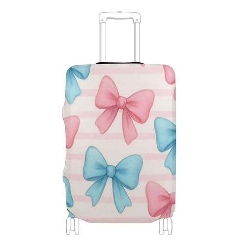 Joisal Identifiers Suitcase Covers Luggage Protector Cute Elastic Pastel Blue Pink Bows Travel Gifts Luggage Sleeve, L, Fits 26-28 Inch Case