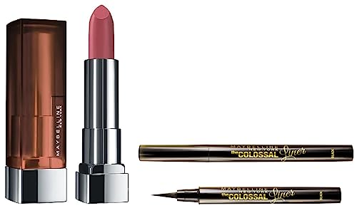 Image of Maybelline New York Color Sensational Creamy Matte Lipstick, 660 Touch Of Spice, 3.9G And Maybelline New York The Colossal Liner, 1.2Ml (Black)