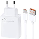Schnellladegerät 67w mit USB-C-Kabel, 1,5 m, Netzteil für 14, 13T/13/13 Pro/12/12 Pro/11/11 Pro/10/9, Poco/F5/F5 Pro/X6/X5/X4