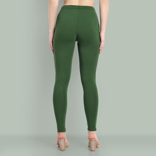 Image of ONE SKY Women Full Length Leggings | Cotton Modal Spandex Blend | High Waist Stretchable & Bio-Washed Fabric | Colour-Lock Technology | Comfortable Leggings for Women