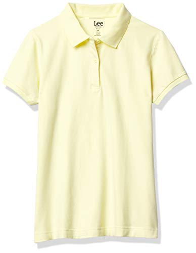 Lee Uniforms Junior's Short Sleeve Stretch Pique Polo Shirt, Light Yellow, XXL