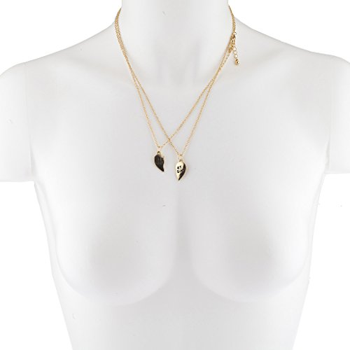 LUX ACCESSORIES Conjunto de colar com pingente de coração partido Best Cousins dourado (2 peças), Li
