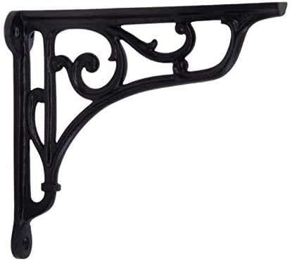 Classic Victorian Scroll Shelf Brackets - Pair in Antique Black 7x7.5''