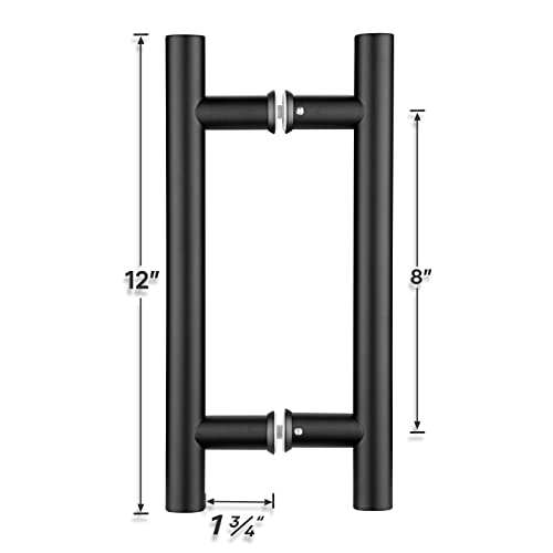 Easelife 12" Push Pull Door Handle,Double Sided H Shape Sliding Door Handle,Matte Black,Stainless Steel,Fit For Glass Door Wooden Door #TOP6