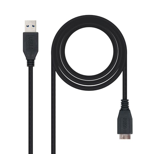 PRENDELUZ USB 3.0 Typ A/M auf Micro B/M Kabel, 1,0 m, schwarz, ideal für die Datenübertragung und das Laden elektronischer Geräte.