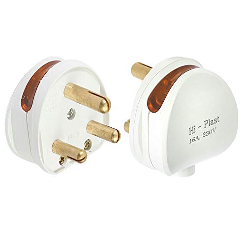 Image of Hi-Plasst (Pack of 1) 16A 3 Pin Plug Top with indicator - Heavy Duty 16 Amp Power Plug for AC, Geyser & Microwave | Brass Pins
