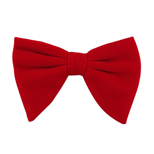 Men's Velvet Vintage Bow Tie Tuxedo Big Bowtie (Red)