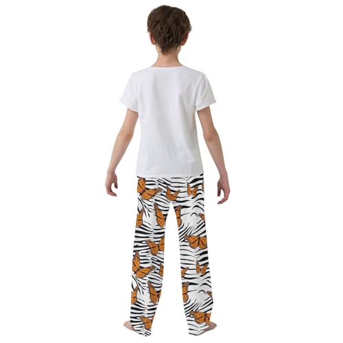 Boys' Pants Zebra Animal Print Butterflies White Long Bottoms Jogger Pants Elastic Waist Trousers with Pockets S-XL3