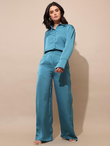 Image of PURVAJA Women's Full Sleeve Shirt & Trouser Solid Co-ords