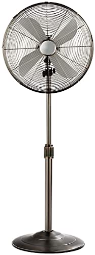 Goflame 18" Pedestal Fan, Height Adjustable Oscillating Standing Fan With 3 Speed Settings, Powerful And Quiet, Wide Spread Metal Fan For Home & Office (Black) #TOP3
