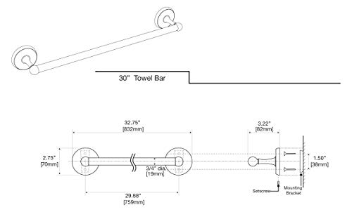Gatco Designer Ii Towel Bar, 30 Inch, Brushed Brass #TOP6