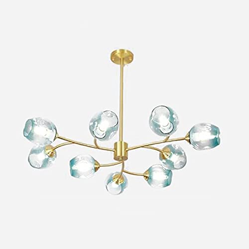 Lustre moderne milieu du siècle bleu 12 lumières pour éclairer grand salon sombre