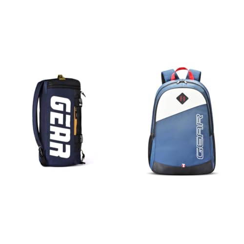 Image of Gear Polyester Statement Maxis 33L Large Hybrid Convertible Duffle 2 Compartment Backpack /Travel + 14 cms Blue Casual Backpack (MDBKPECO50504)