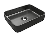 Vente-unique - Lavabo da appoggio rettangolo in Ceramica Nero opaco 50 x 30 cm - JUNIKO II