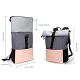 MoFut Rucksack Damen Groß Schulrucksack viele Fächer mit 15,6' Laptopfach, Unisex Rolltop Rucksack Wasserdicht, Lässiger Backpack Schule Freizeit Uni Arbeit Wandern.