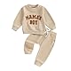 Himllauen Baby Jungen Zweiteiler Outfit Langarm Sweatshirt + Hose 2tlg Set Baby Kleidung Kinder Outfit für Baby-Jungen (A Khaki, 12-18 Months)