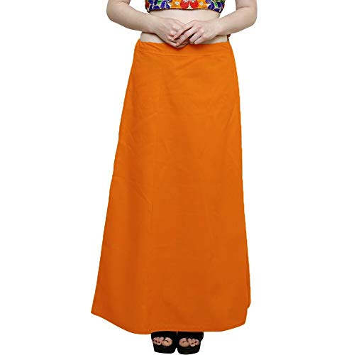RB Creation Women's Cotton Saree Inskirt, Petticoat (Light Orange, 40, RB_001-PTC-ORNG-40)