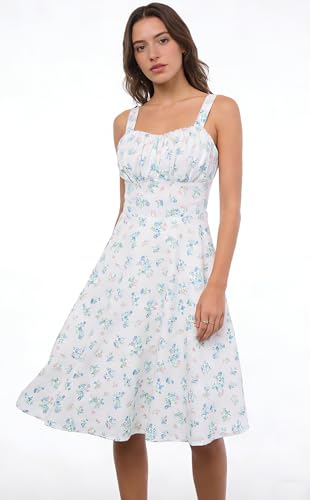 Image of Belle Poque Vintage Floral Dress for Women 2026 Summer A-line Sleeveless Flowy Midi Elegant Wedding Guest Cocktail Dress