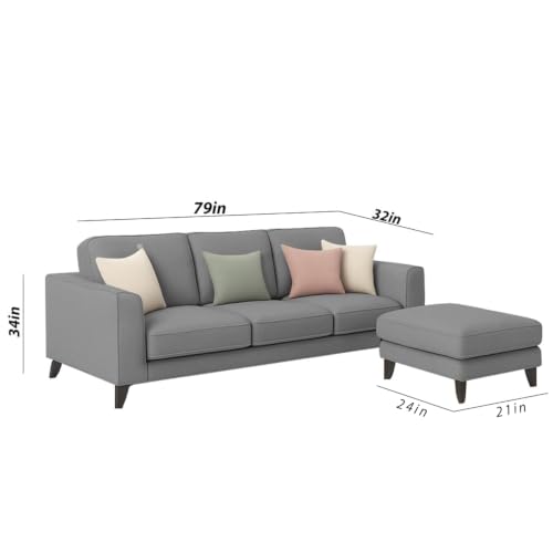 Image of Casaliving Grayon 3 Seater L Shape Convertible Sofa Set for Living Room, 3 Seater & Ottoman Modular Sectional Couch for Small Space Fabric Sofa Set (Dark Gray)