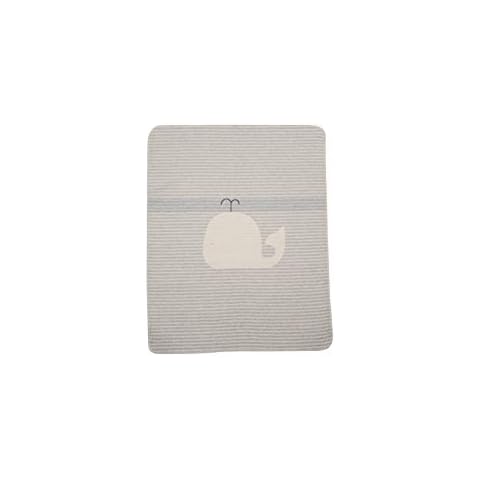 David Fussenegger Babydecke grau mit Wal Motiv aus Baumwolle 70x90 cm flauschig weich Cover