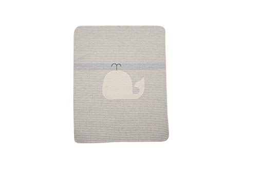 David Fussenegger Babydecke grau mit Wal Motiv aus Baumwolle 70x90 cm flauschig weich Cover