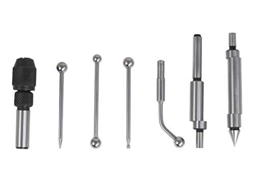 Taytools 466156 7 Piece Wiggler and Edge Finder Set with Pointed, Double Ball, Small Disc and Offset Attachments and Two Double Center/Edge Finders