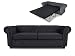 Produktbild Schlafsofa Chesterfield Asti Bis 3-Sitzer, Sofa mit Schlaffunktion, Couch 3-er, Couchgarnitur, Sofagarnitur, Holzfüße, Polstersofa (Schwarz (Capri 19))