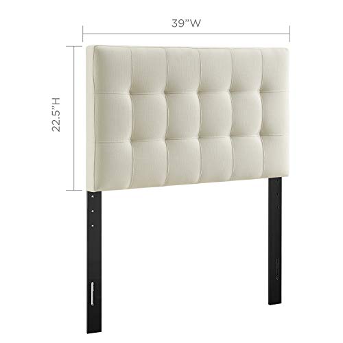 Image of Modway Lily Tufted Linen Fabric Upholstered Twin Headboard in Ivory