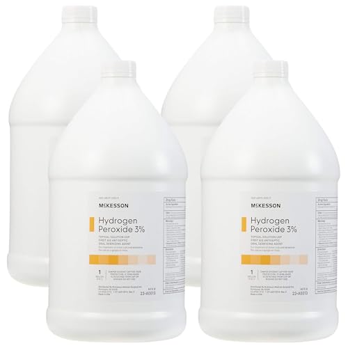 McKesson Hydrogen Peroxide 3% 1 Gallon [Pack of 4] Bulk Topical Solution USP First Aid Antiseptic Oral Debriding Agent