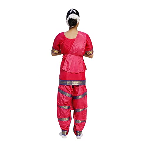 Image of ITSMYCOSTUME Bharatnatyam Costume Dress for Girls Set of 4(Bottom,Blouse,Hip Cloth & Anchal) Classical Dance dress for Kids