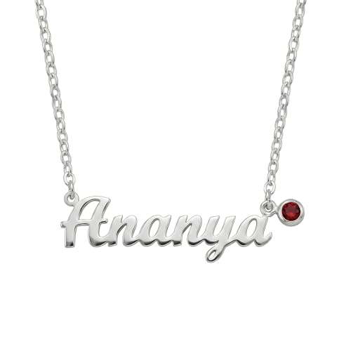 Image of TRUESILVER ACPL Personalized 925 Sterling Silver Name Necklace for Women & Girls | Customized Name Pendant Necklace | Custom Jewelry Gift for Birthday Anniversary Wedding