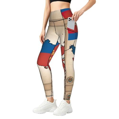 Leggings de Mongolia con bolsillos para mujer pantalones elásticos de running fitness